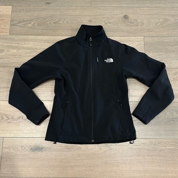 NORTH FACE Black Softshell Fleece Lined Full-Zip Active Outdoor Jacket Sz Small - Picture 1 of 14